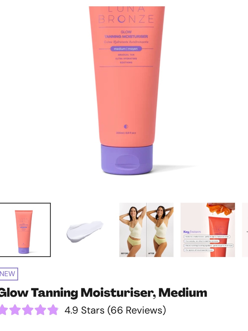 Glow Tanning Moisturiser - Medium used once